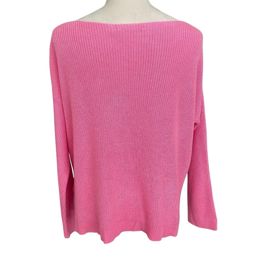Lauren Ralph Lauren Boatneck Vibrant Pink Knit Sweater Women Size PM Preppy Cozy - Picture 3 of 8